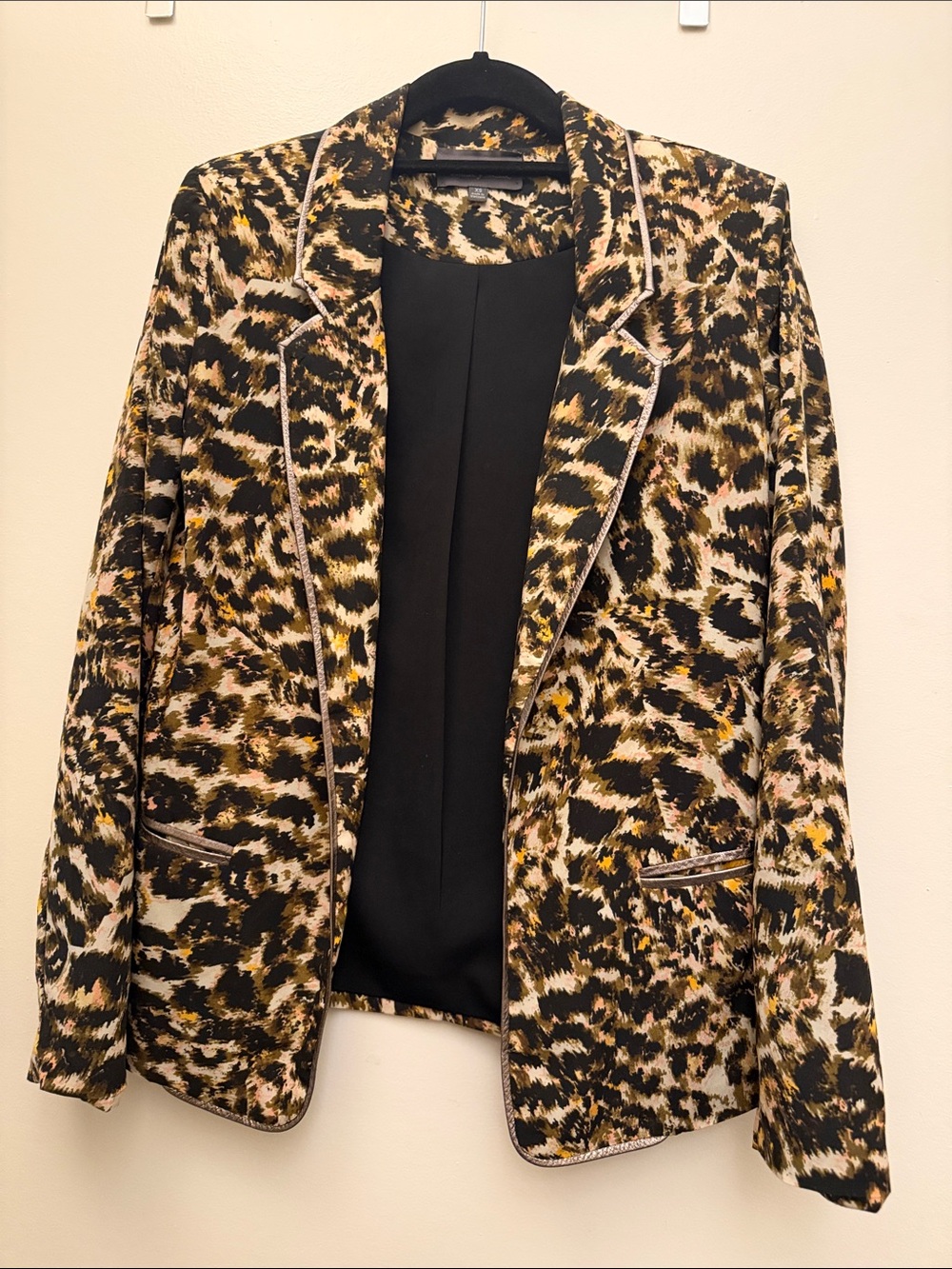 Patterson J. Kincaid Leopard Print Blazer in Black, Brown & Cream